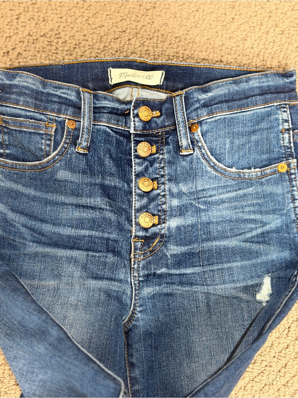 Madewell High-Rise Button-Fly Jeans in Dark Blue Wash